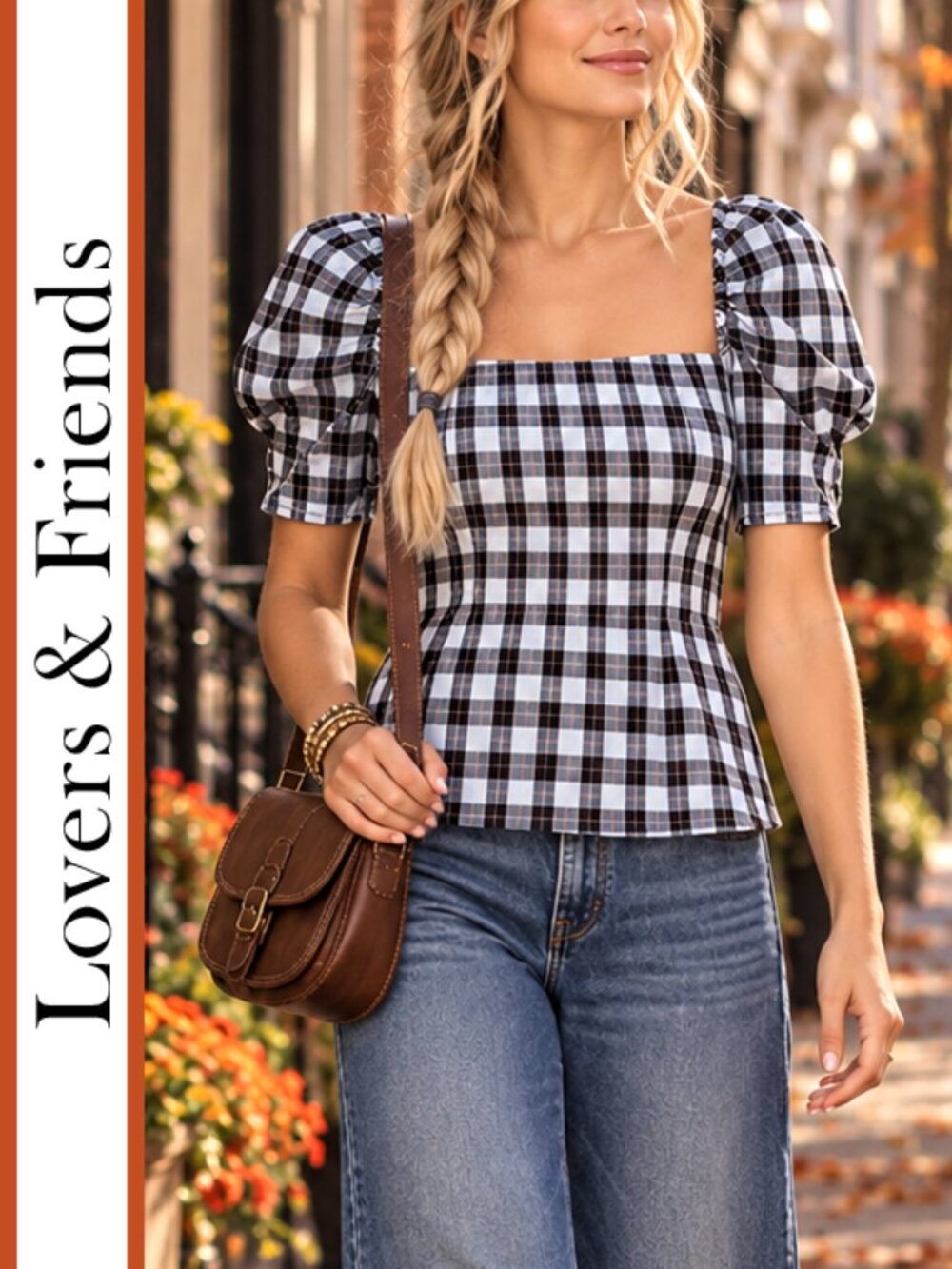 Lovers + Friends | 'Ferah' Plaid Square Neck Top